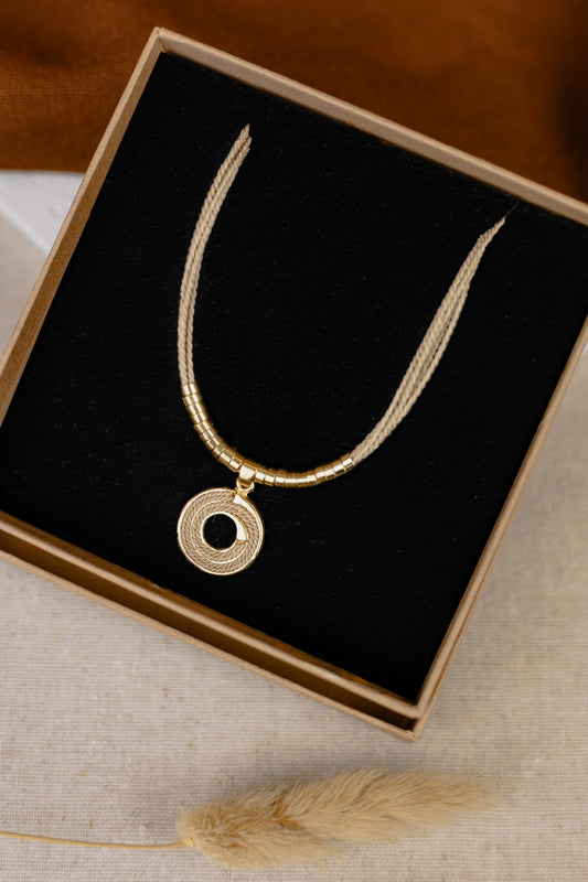 Buriti Palm Multi-Strand Necklace – Gold Spiral