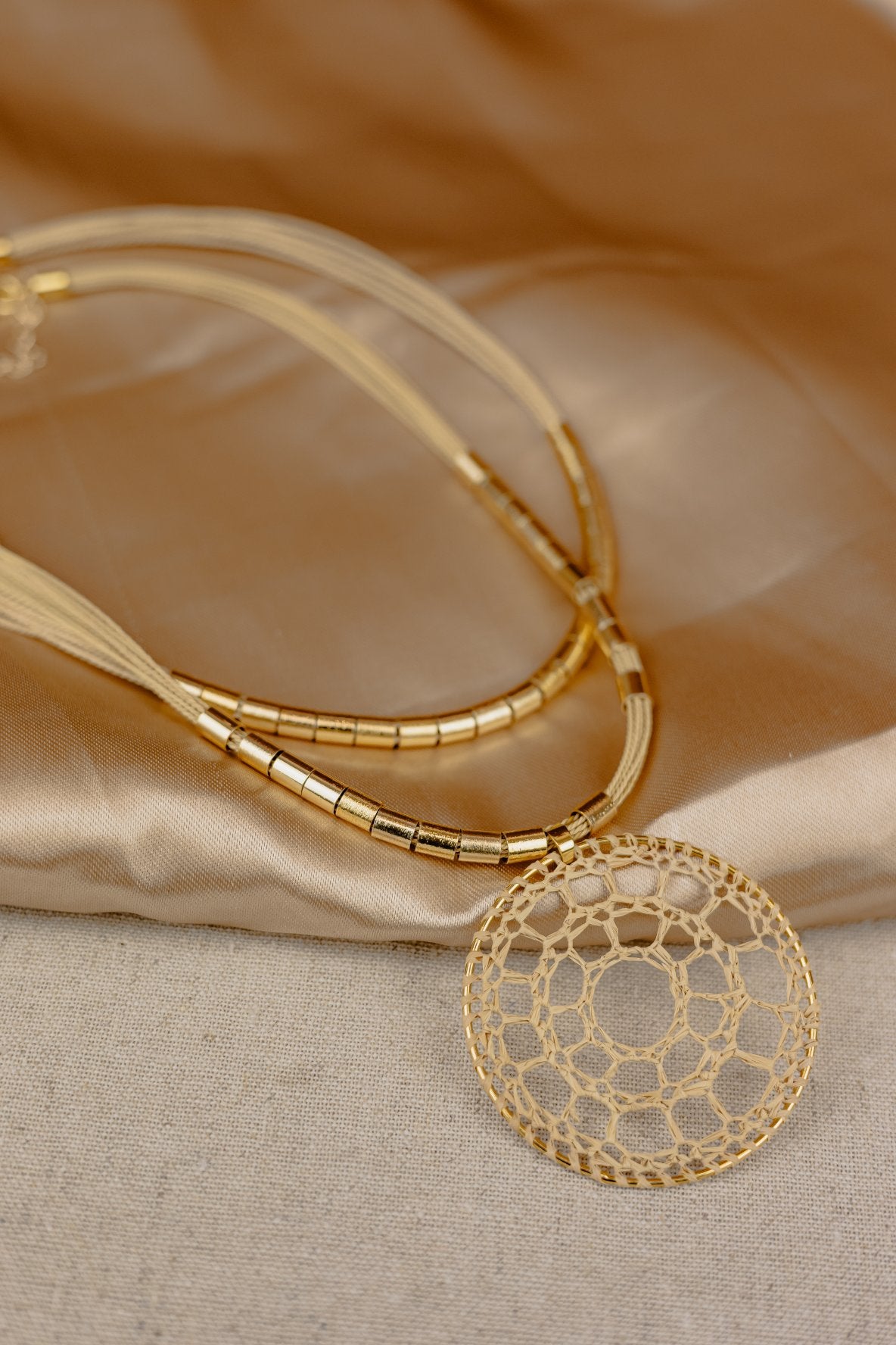 Buriti Palm Multi-Strand Necklace – Honeycomb Circle