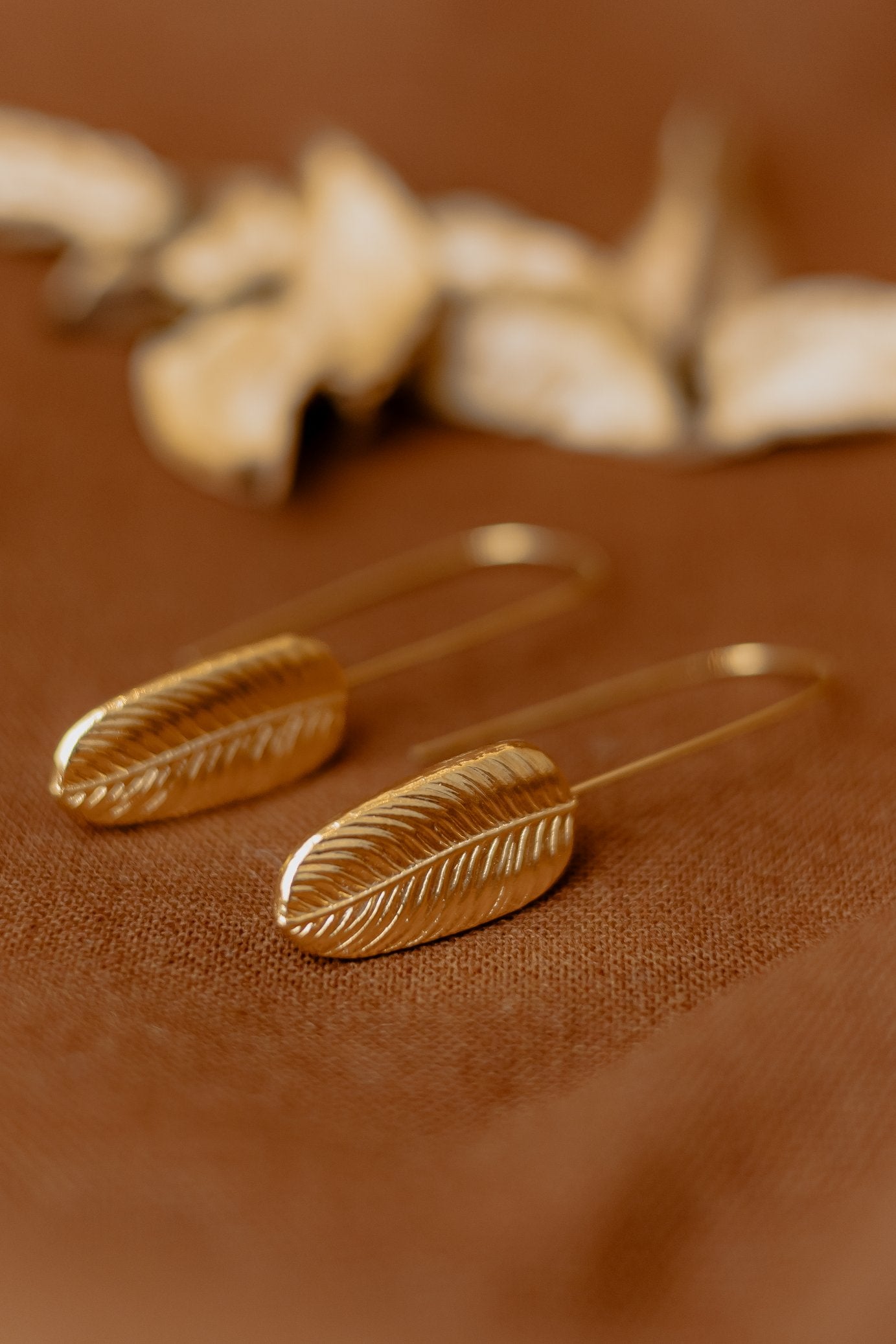 Buriti Palm Gold Leaf Drop Earrings