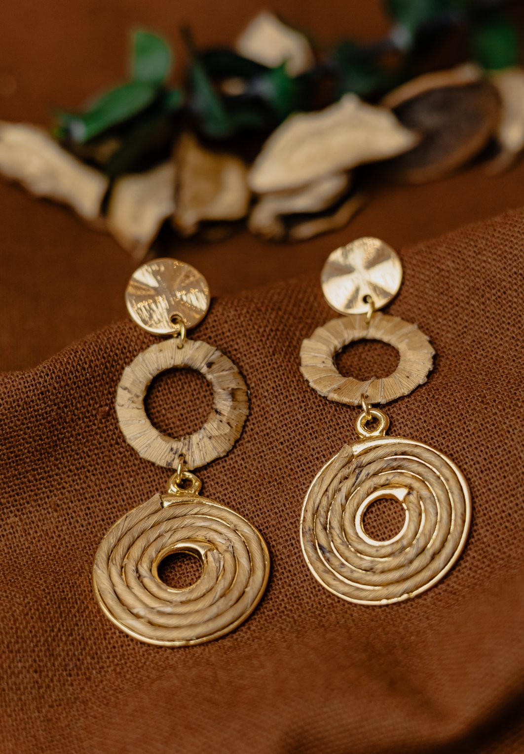 Buriti Palm Triple-Tier Statement Drop Earrings