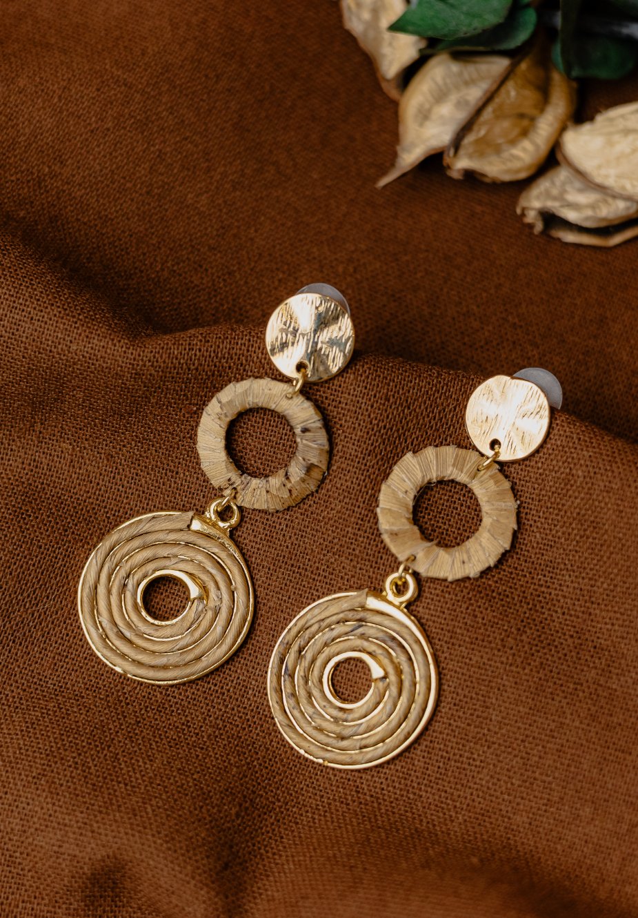 Buriti Palm Triple-Tier Statement Drop Earrings
