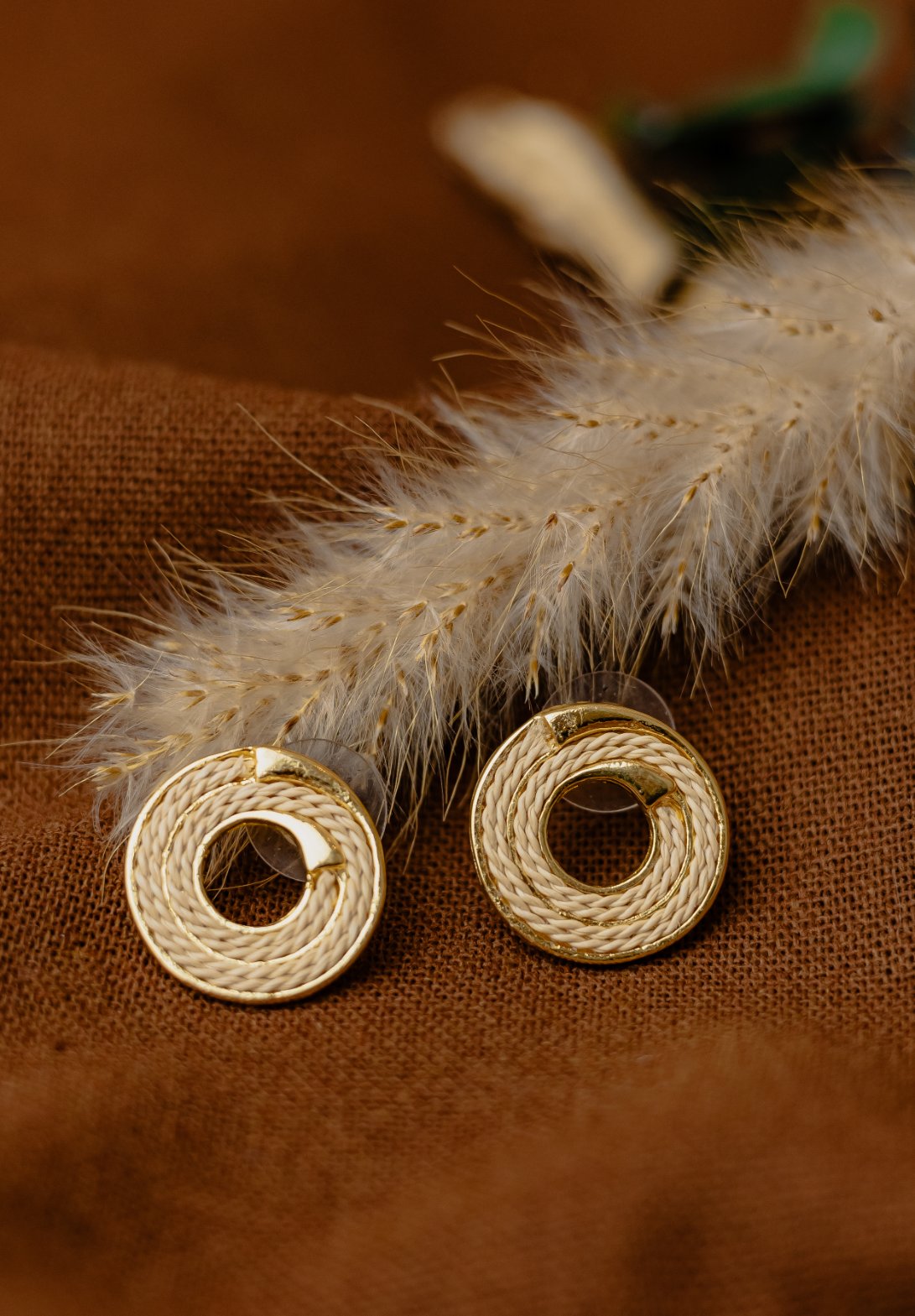 Buriti Palm Large Circle Stud Earrings