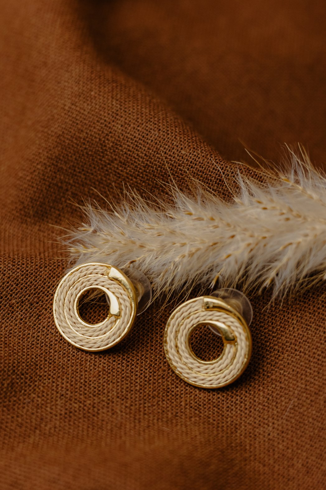 Buriti Palm Large Circle Stud Earrings
