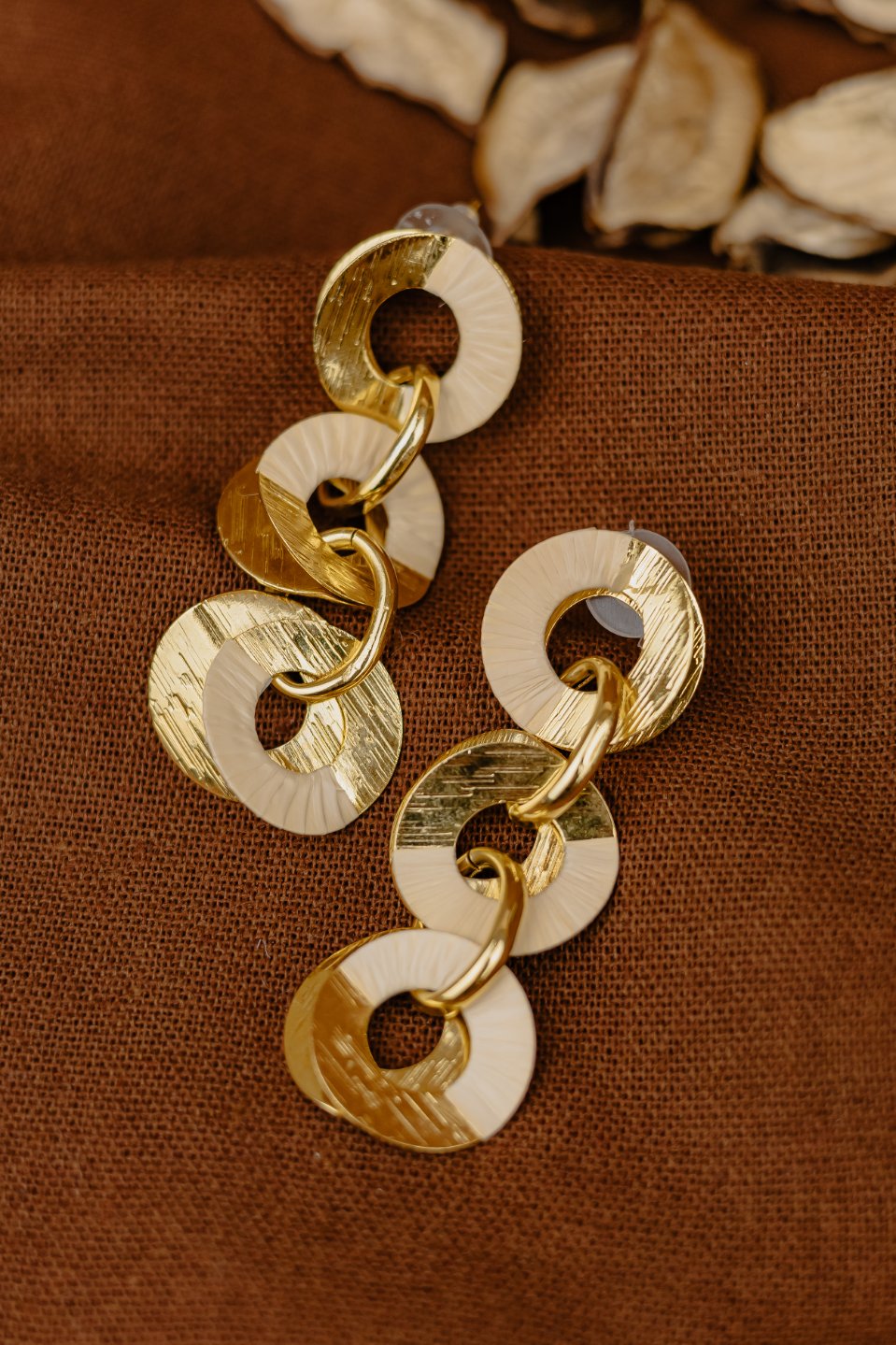 Buriti Palm Triple Disc Chain Drop Earrings