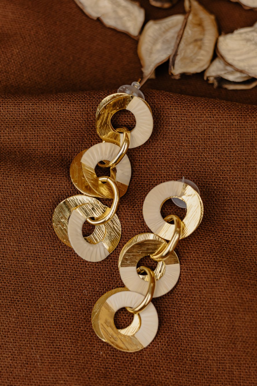 Buriti Palm Triple Disc Chain Drop Earrings