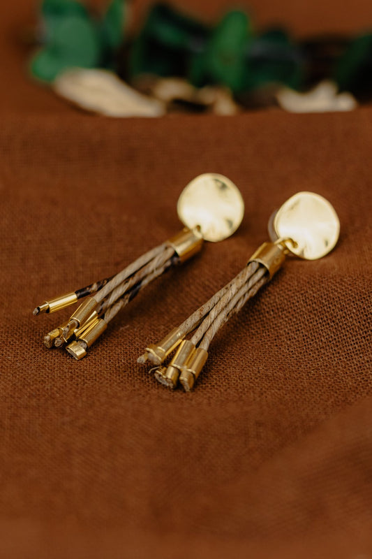 Buriti Palm Disc & Tassel Drop Earrings – Gold