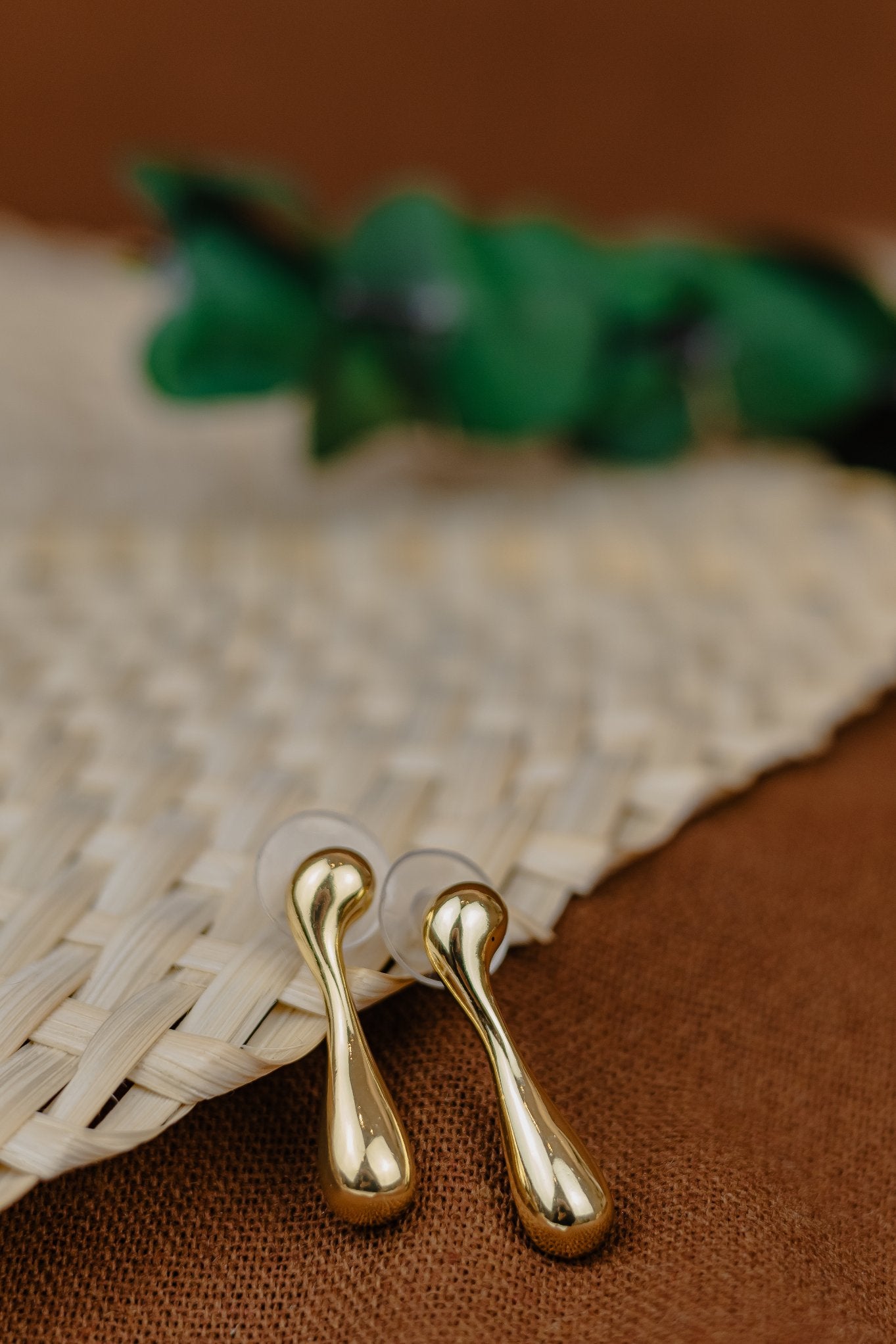 Gold Teardrop Stud Earrings
