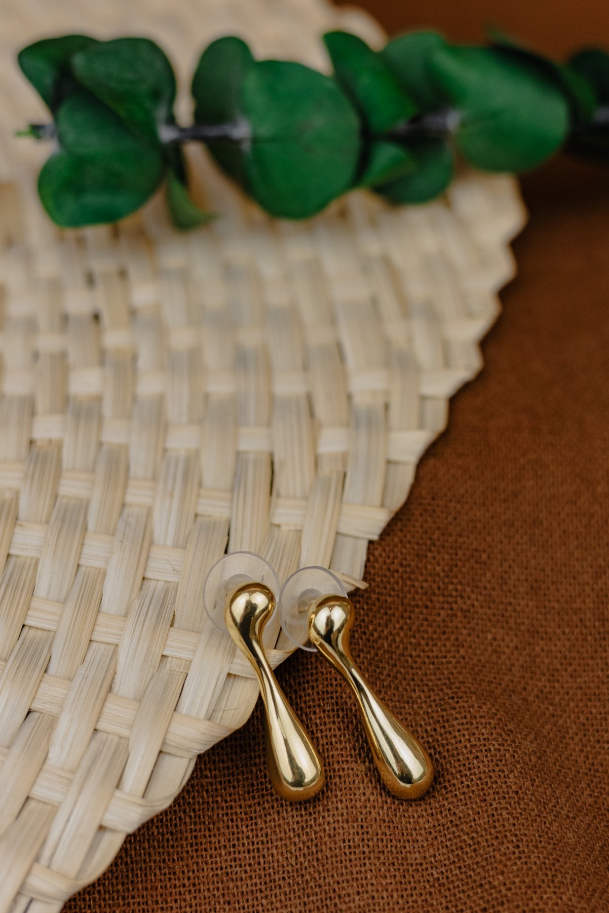 Gold Teardrop Stud Earrings