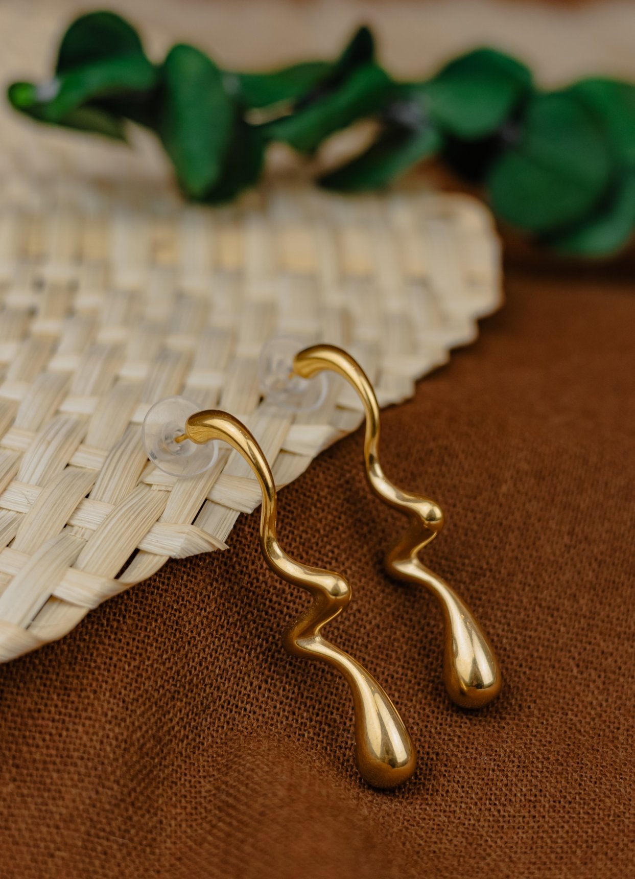 Gold Liquid Drop Earrings