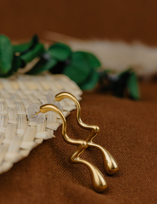 Gold Liquid Drop Earrings