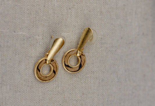 Buriti Palm Gold Teardrop Stud & Ring Drop Earrings