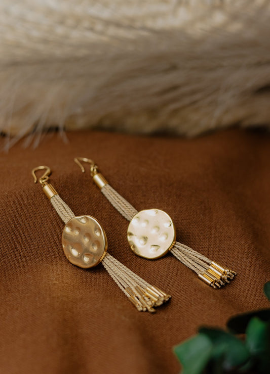 Buriti Palm Open-Weave Disc Earrings