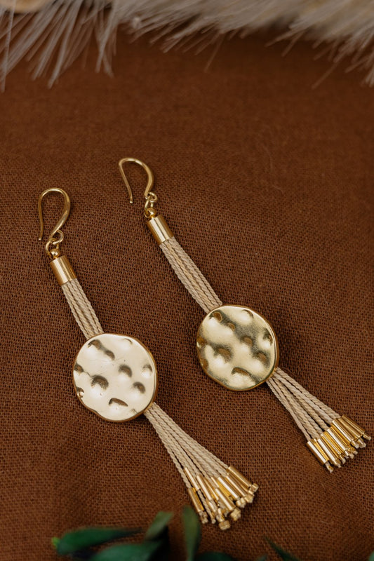 Buriti Palm Open-Weave Disc Earrings