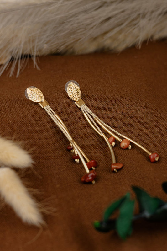 Buriti Palm Hammered Disc Tassel Earrings