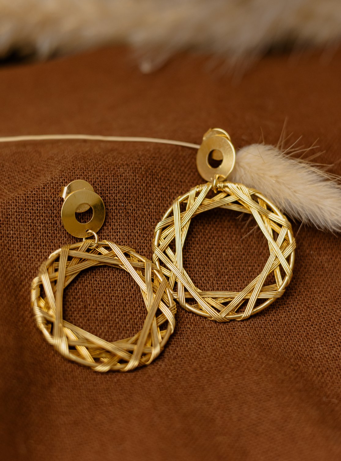 Gold Cowrie Shell Stud Earrings