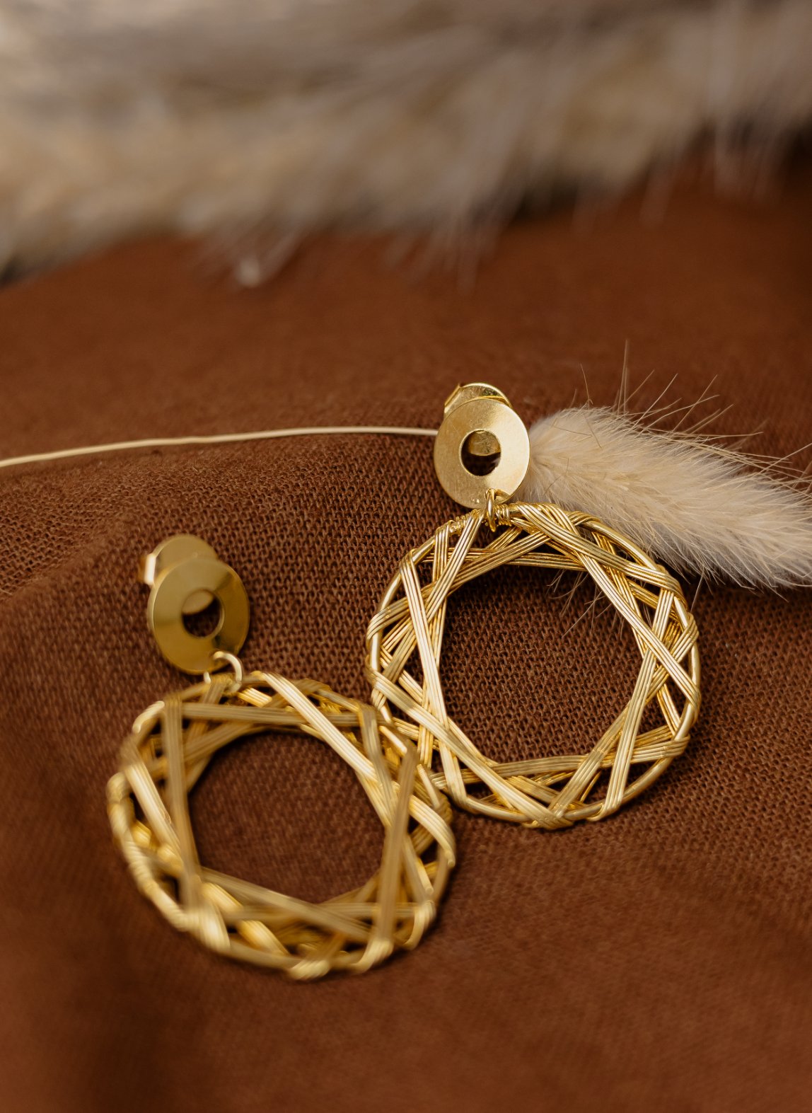 Gold Cowrie Shell Stud Earrings