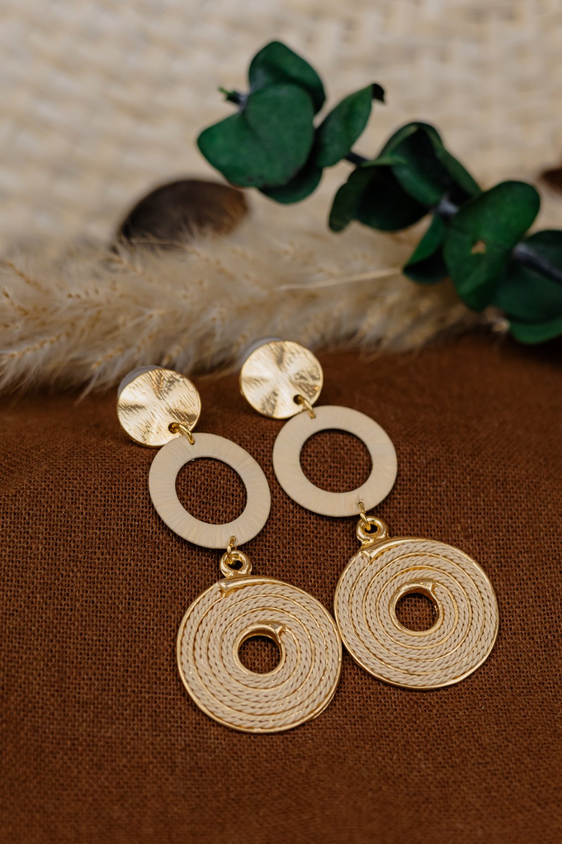Buriti Palm Lattice Woven Hoop Earrings