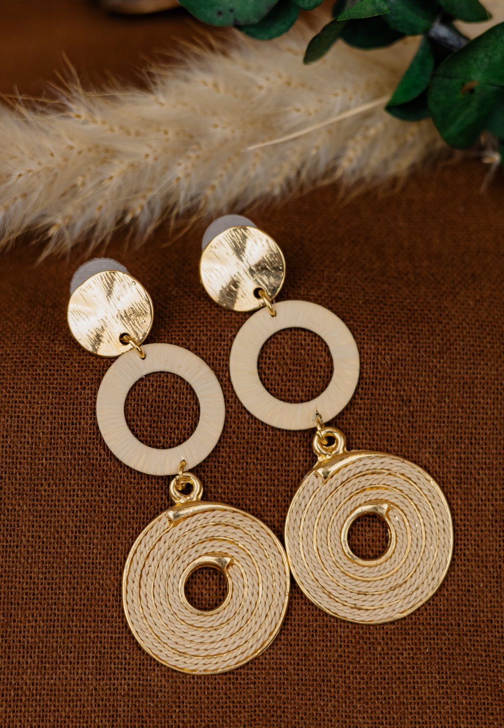 Buriti Palm Lattice Woven Hoop Earrings