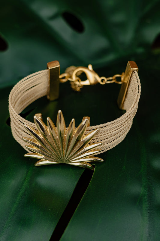 Buriti Palm Bracelet with Blue Crystal Charm