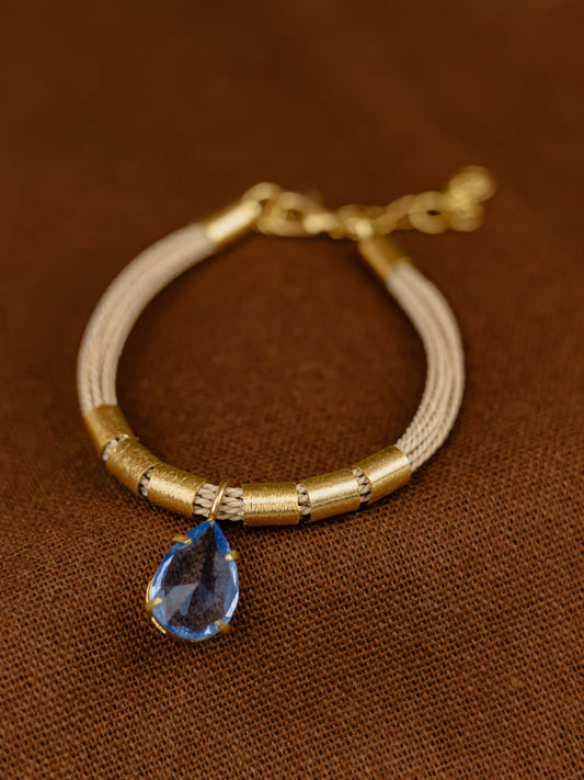 Buriti Palm Cuff Bracelet with Gold Sunburst Medallion