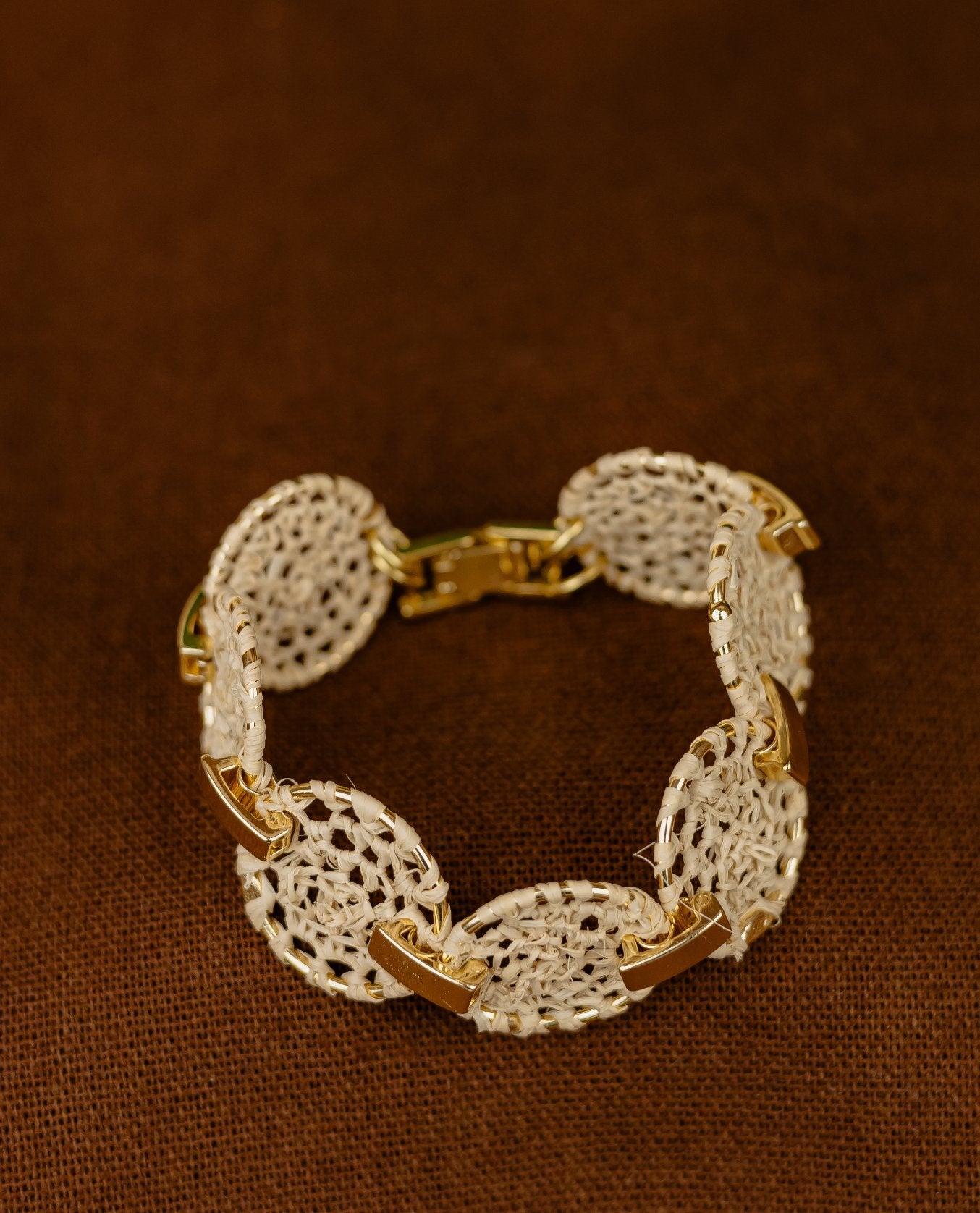 Buriti Palm Bracelet with Blue Teardrop Crystal