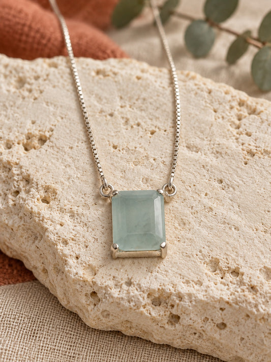 Lavender Amethyst 925 Sterling Silver Square Pendant Necklace