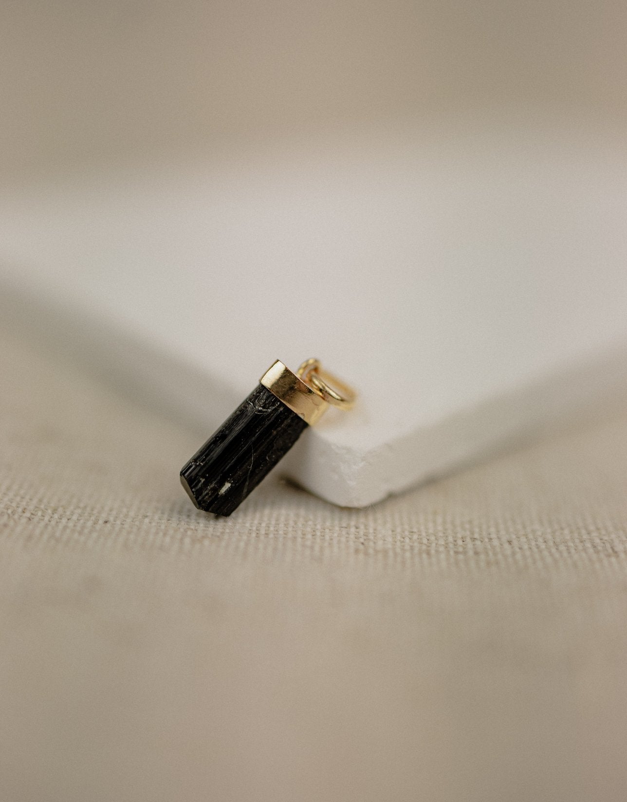 Raw Black Tourmaline Column Pendant