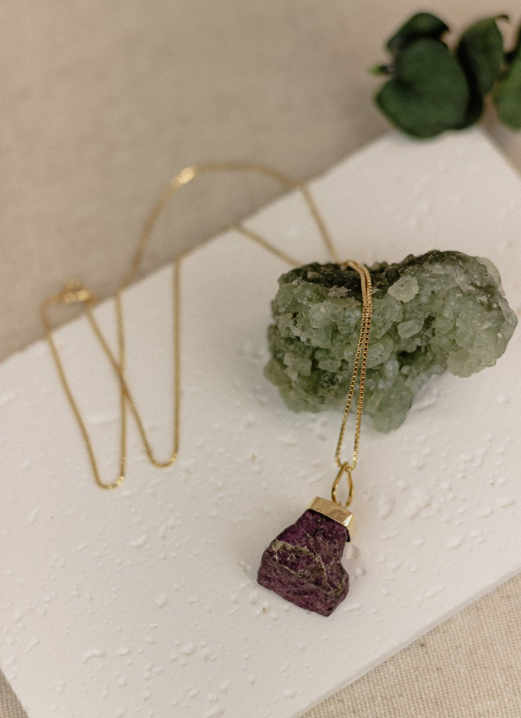 Raw Ruby Pendant Necklace