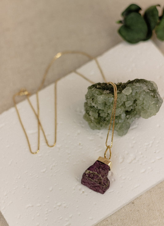 Raw Ruby Pendant Necklace