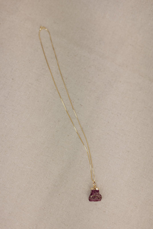 Raw Ruby Pendant Necklace