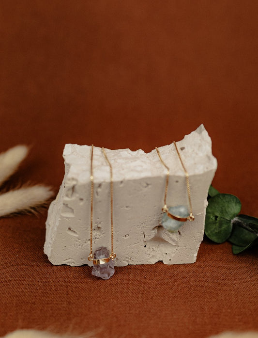 Delicate Raw Crystal Scapular Necklace, 18k Gold Vermeil