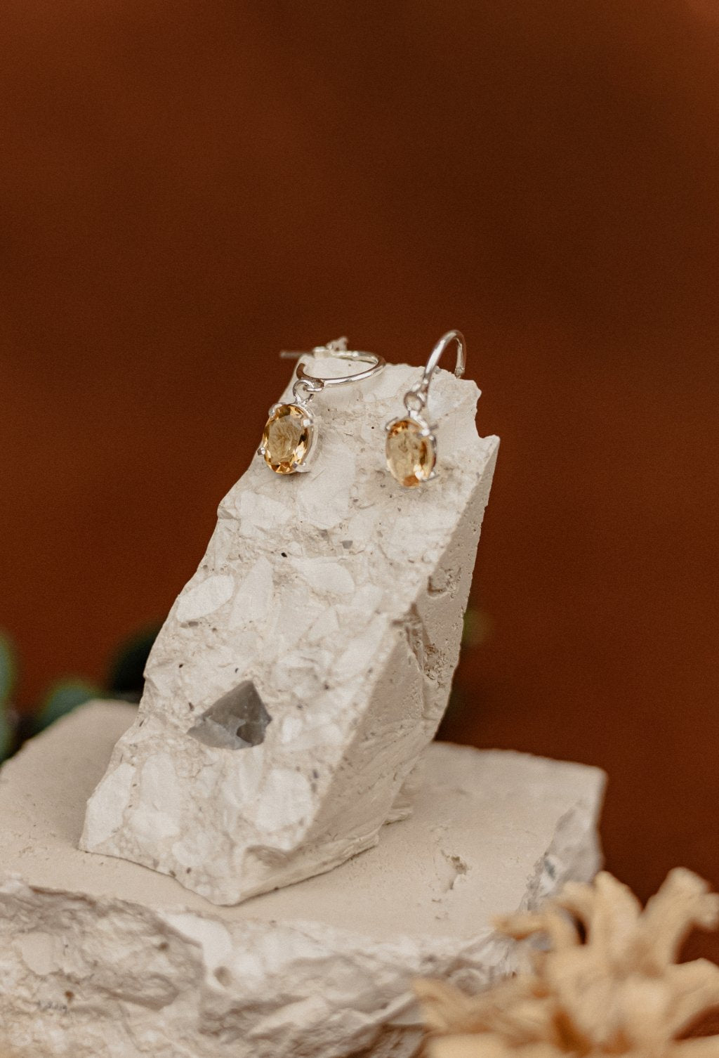 Citrine Oval Drop Earrings