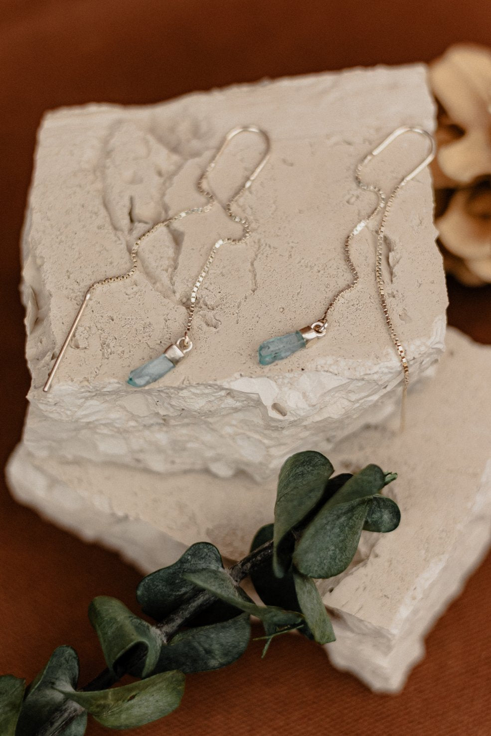 Blue Kyanite Point Silver Threader Earrings