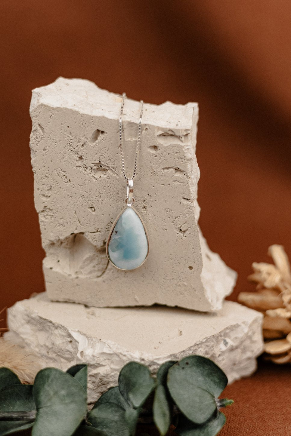 Larimar Teardrop Pendant Necklace