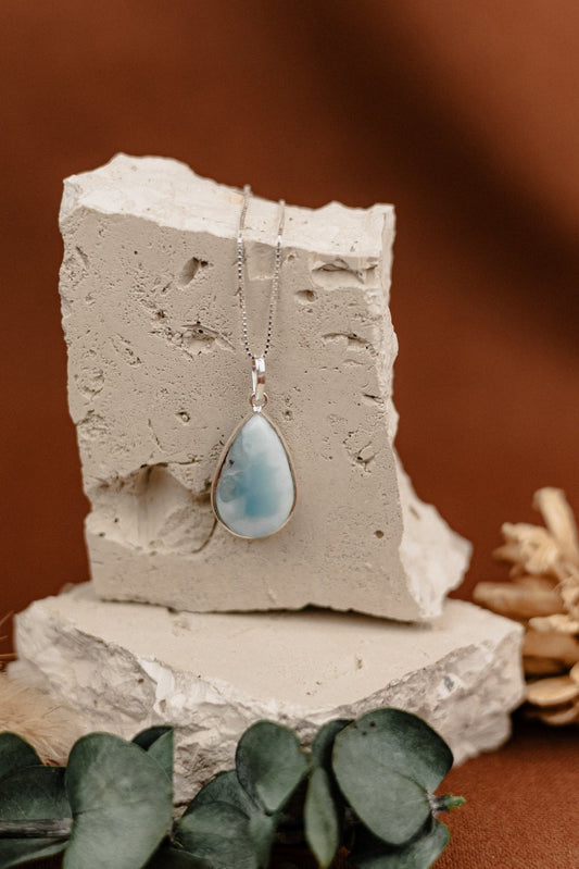 Larimar Teardrop Pendant Necklace