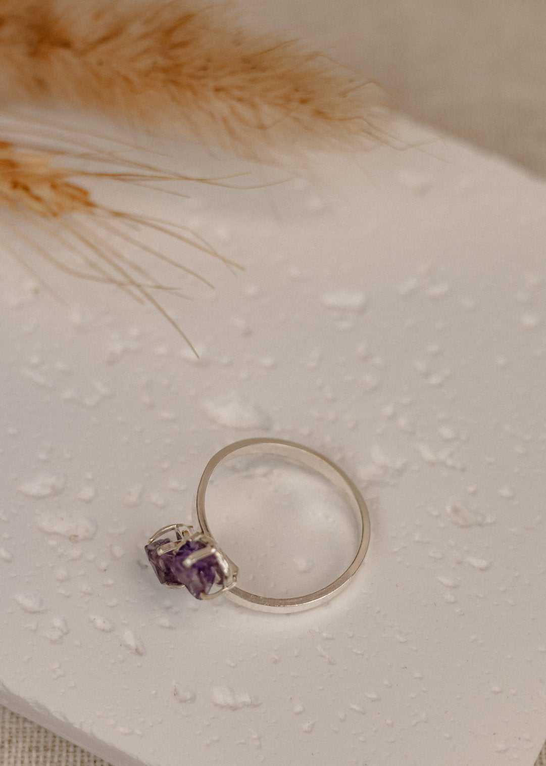 Raw Amethyst Silver Ring