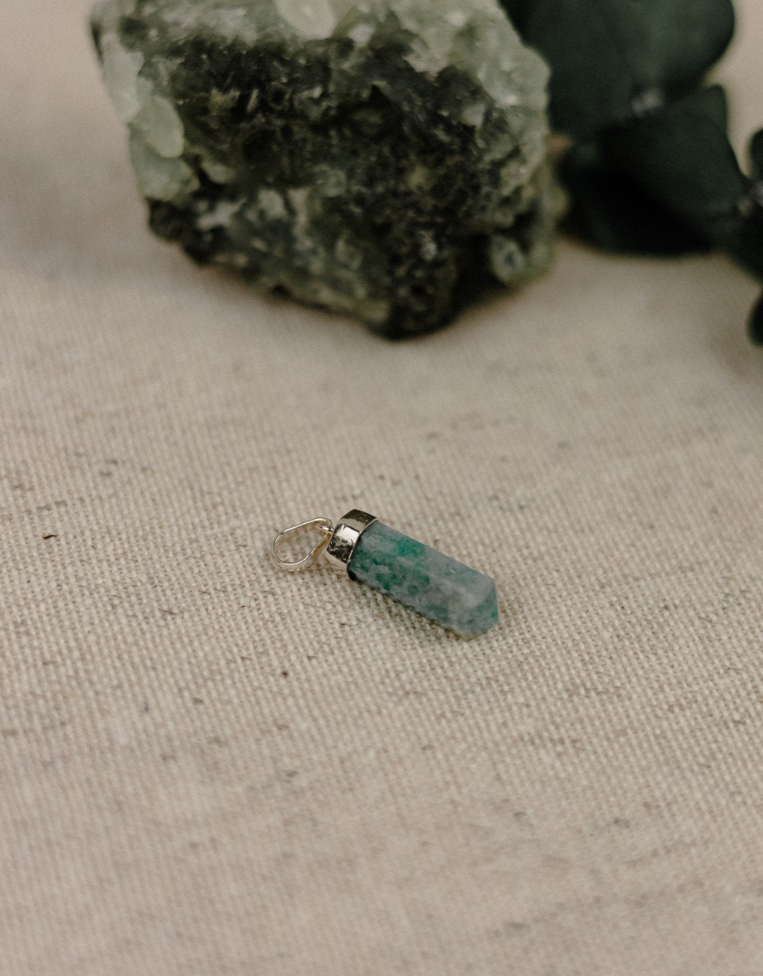 Green Stone Bullet Point Pendant Charm