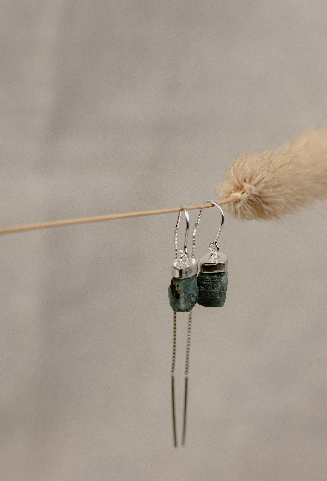 Raw Emerald Huggie Hoop Earrings