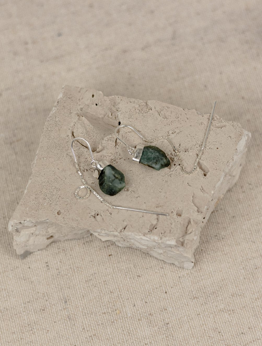 Raw Emerald Threader Earrings