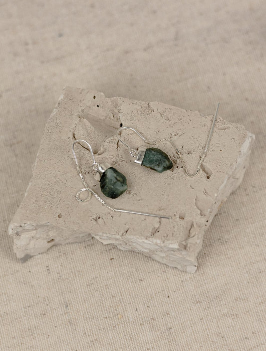 Raw Emerald Threader Earrings