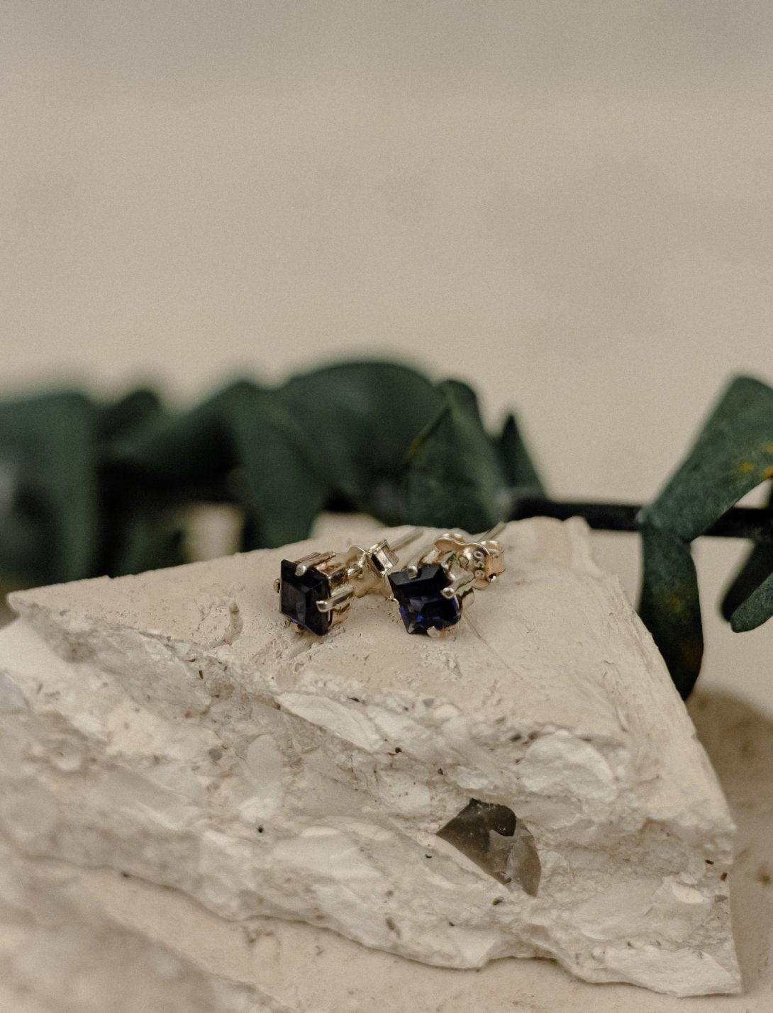 Iolite Square Stud Earrings