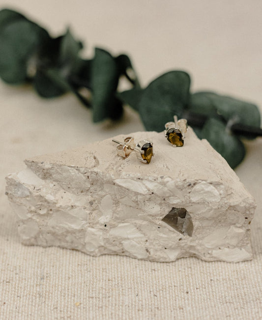 Pink Tourmaline Round Stud Earrings II
