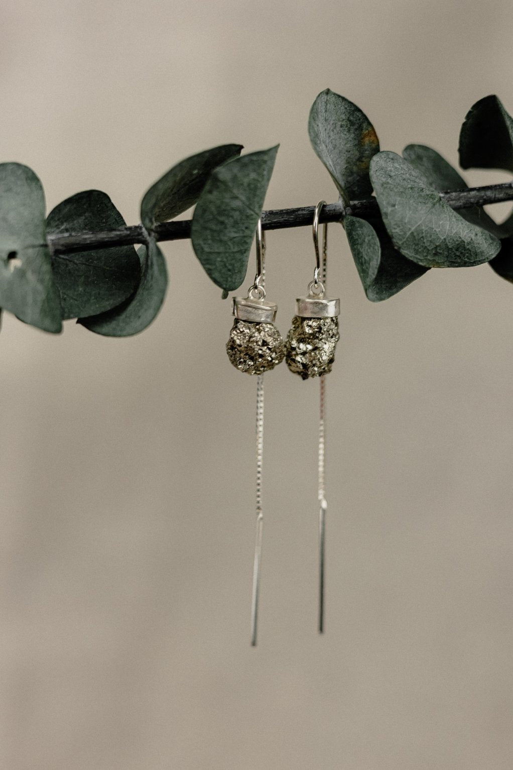 Raw Black Tourmaline Column Stud Earrings