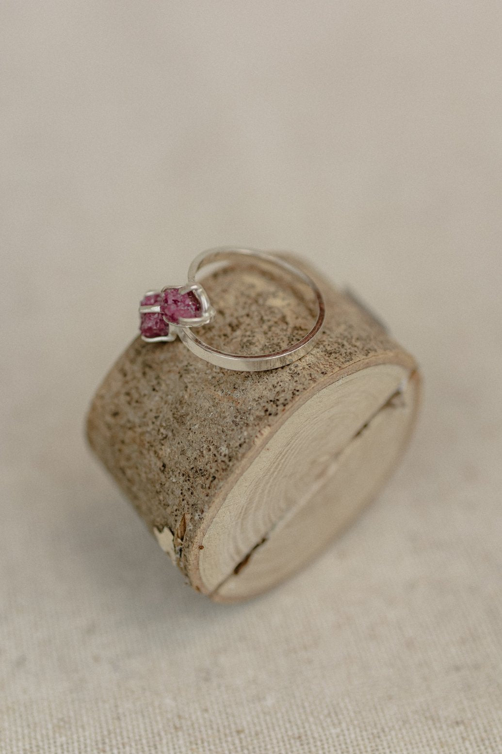 Raw Ruby Solitaire Ring (Silver)