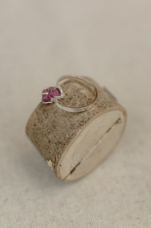 Raw Ruby Solitaire Ring (Silver)