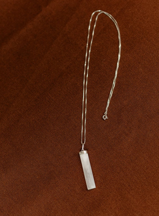 Selenite Bar Pendant Necklace