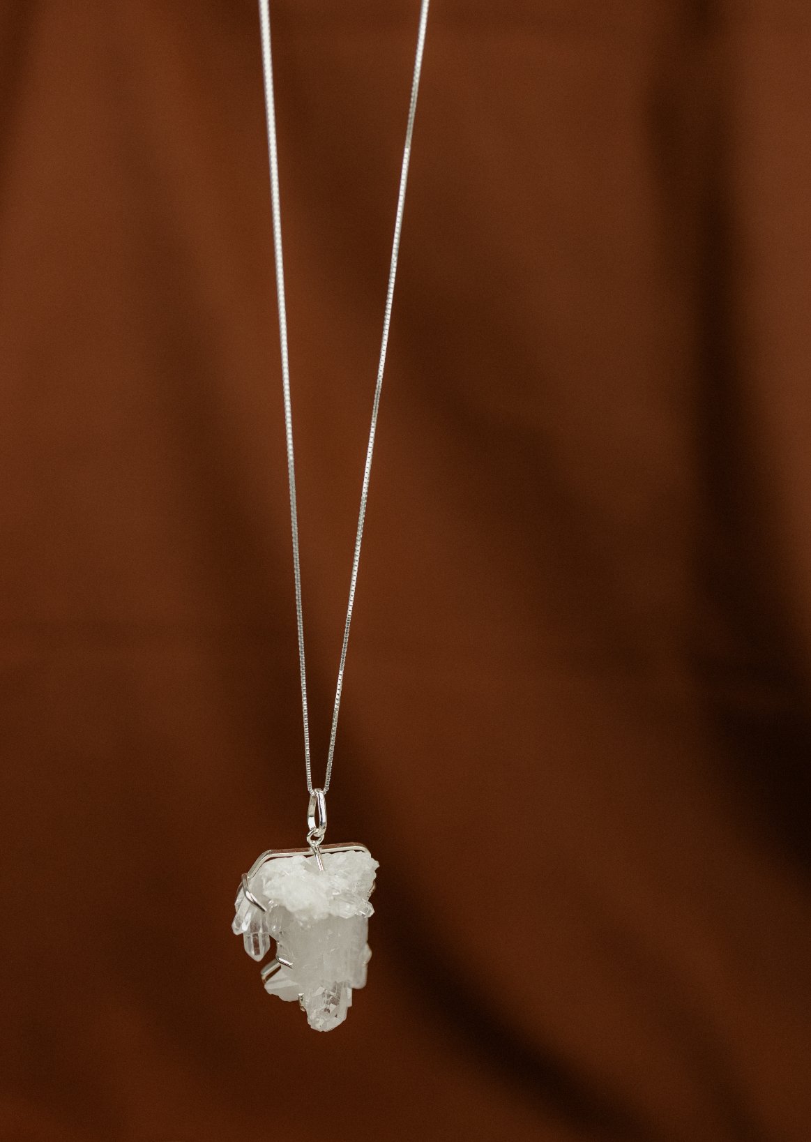 Raw Clear Quartz Cluster Pendant Necklace