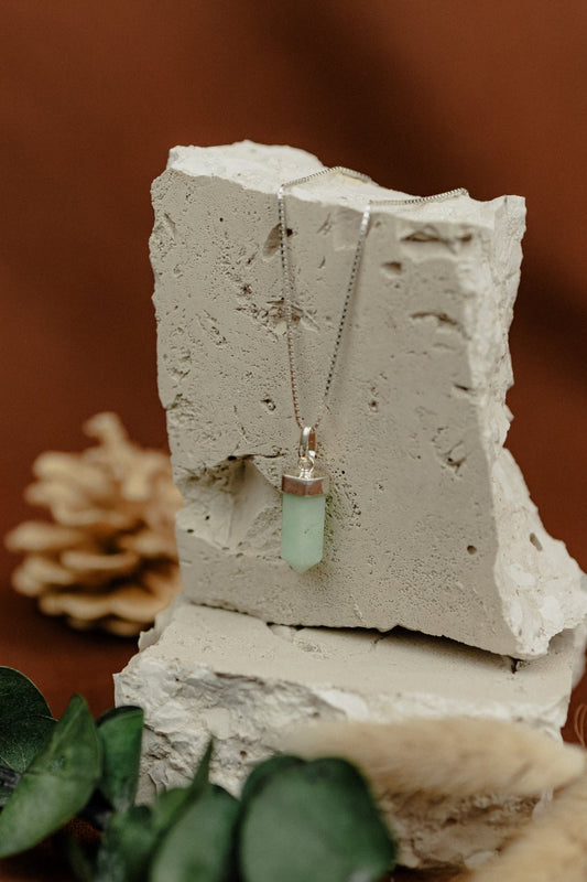 Mint Green Aventurine Point Pendant Necklace