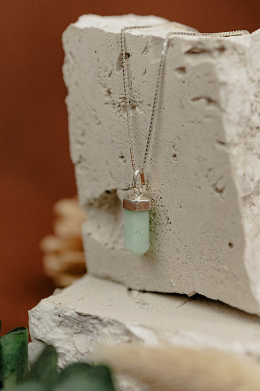 Mint Green Aventurine Point Pendant Necklace
