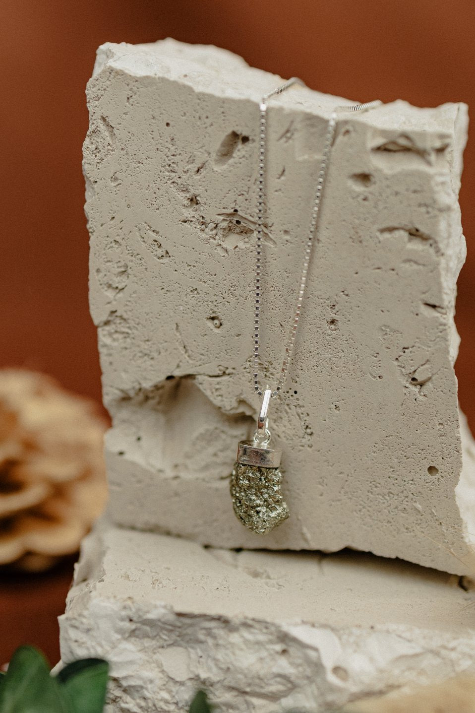 Raw Pyrite 925 Sterling Silver Pendant Necklace